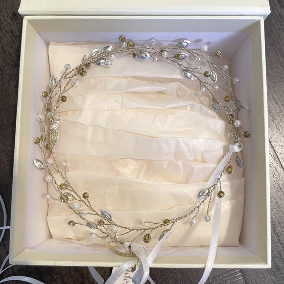Wedding Hair Vine Headband - Swarovski Crystal & Pearl main image 6